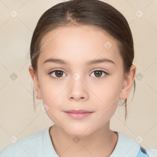 Neutral white child female with medium  brown hair and brown eyes