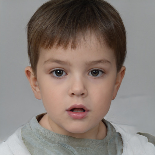 Neutral white child male with short  brown hair and brown eyes