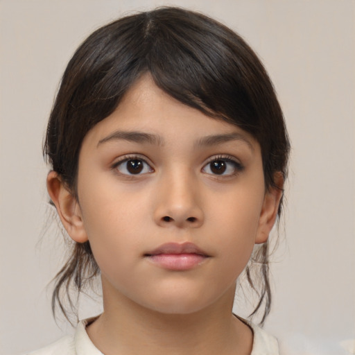 Neutral asian child female with medium  brown hair and brown eyes