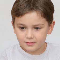 Neutral white child female with short  brown hair and brown eyes