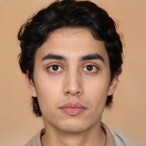 Neutral asian young-adult male with medium  brown hair and brown eyes