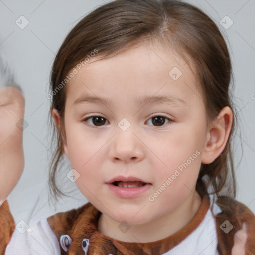 Neutral white child female with medium  brown hair and brown eyes