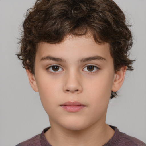 Neutral white child male with medium  brown hair and brown eyes