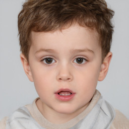 Neutral white child male with short  brown hair and brown eyes