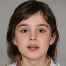 Neutral white child female with medium  brown hair and brown eyes