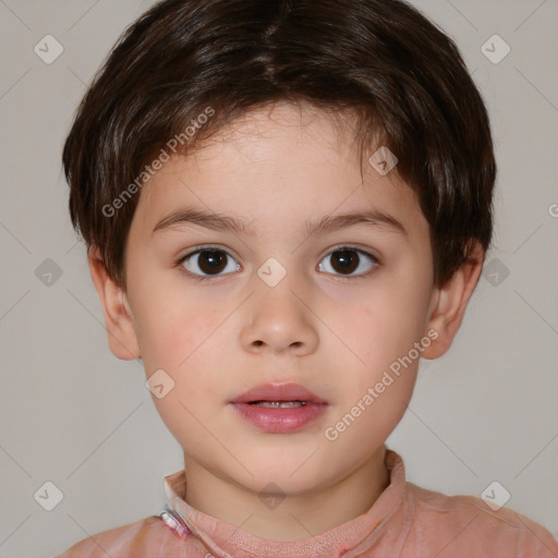 Neutral white child male with short  brown hair and brown eyes