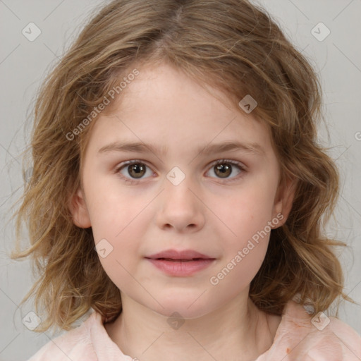 Neutral white child female with medium  brown hair and brown eyes