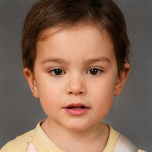 Neutral white child female with short  brown hair and brown eyes