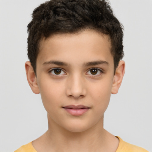 Neutral white child male with short  brown hair and brown eyes