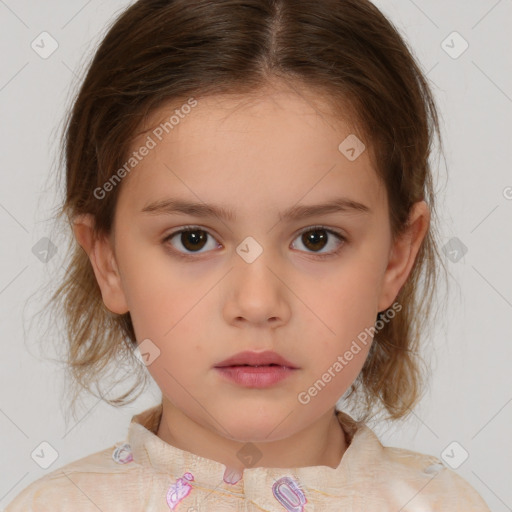 Neutral white child female with medium  brown hair and brown eyes