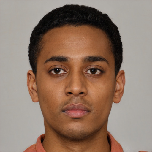 Neutral latino young-adult male with short  brown hair and brown eyes