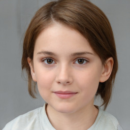 Neutral white child female with medium  brown hair and brown eyes