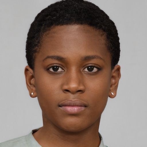 Neutral black child female with short  brown hair and brown eyes