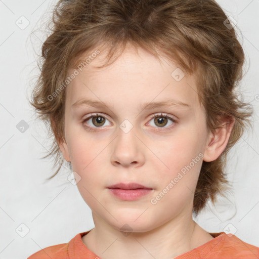 Neutral white child female with medium  brown hair and brown eyes