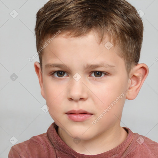 Neutral white child male with short  brown hair and brown eyes