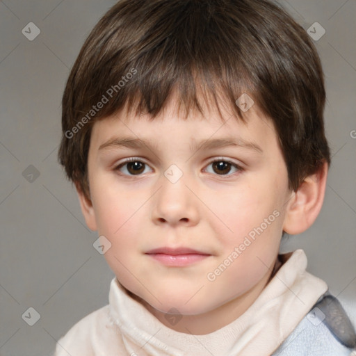 Neutral white child male with short  brown hair and brown eyes