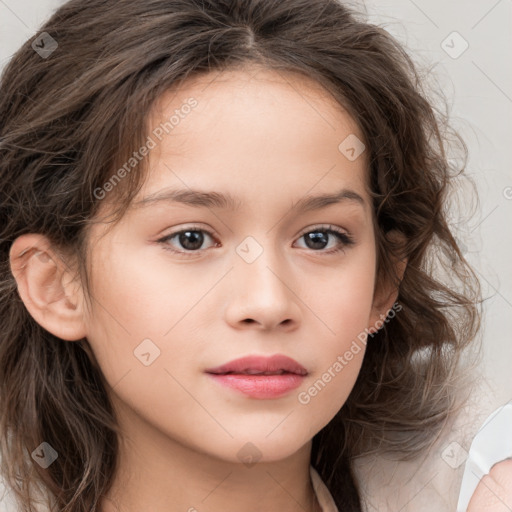 Neutral white child female with medium  brown hair and brown eyes