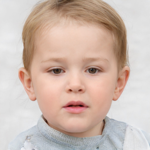 Neutral white child female with short  brown hair and blue eyes