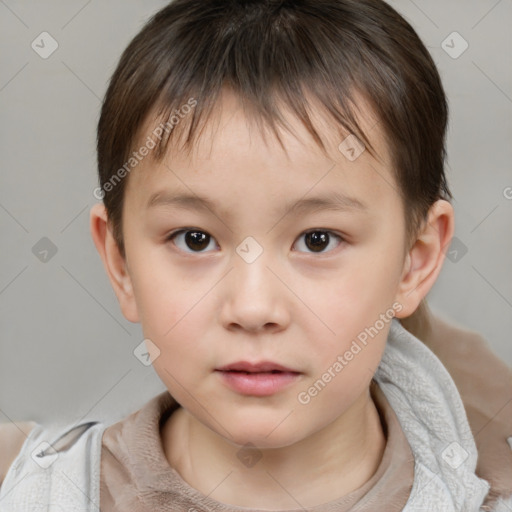 Neutral white child female with short  brown hair and brown eyes