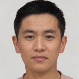 Neutral asian young-adult male with short  brown hair and brown eyes