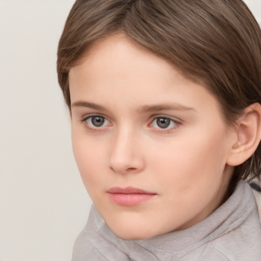 Neutral white child female with short  brown hair and brown eyes