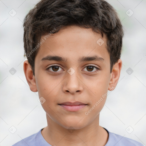 Neutral white child male with short  brown hair and brown eyes