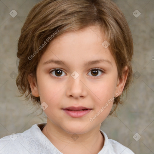 Neutral white child female with medium  brown hair and brown eyes