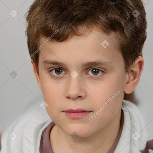 Neutral white child male with short  brown hair and brown eyes