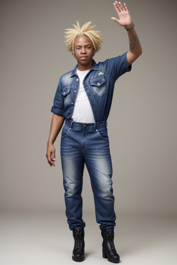 African american adult non-binary with  blonde hair