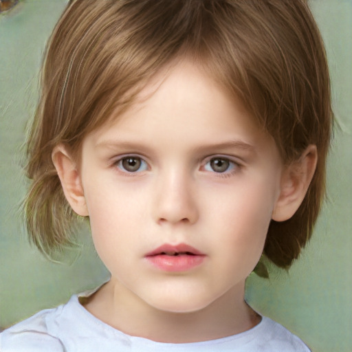 Neutral white child female with medium  brown hair and brown eyes