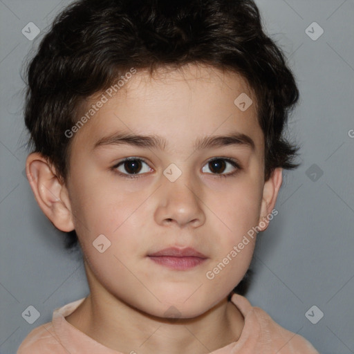 Neutral white child male with short  brown hair and brown eyes