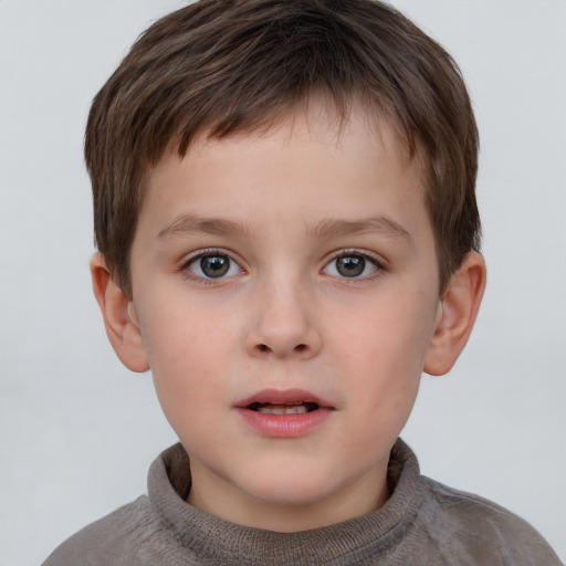 Neutral white child male with short  brown hair and brown eyes