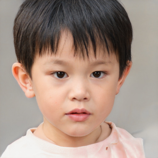 Neutral white child male with short  brown hair and brown eyes