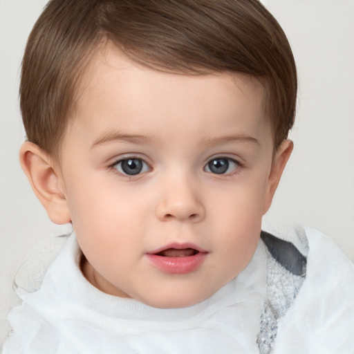 Neutral white child female with short  brown hair and brown eyes