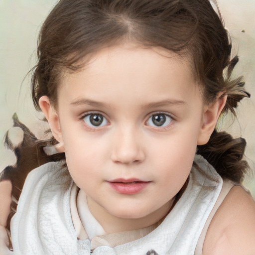 Neutral white child female with medium  brown hair and brown eyes