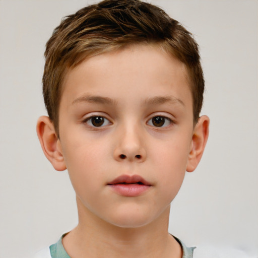 Neutral white child male with short  brown hair and brown eyes