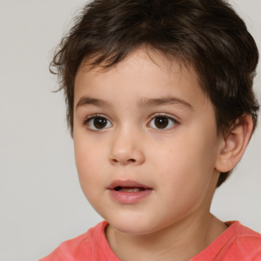 Neutral white child male with short  brown hair and brown eyes