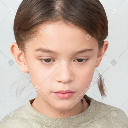 Neutral white child female with short  brown hair and brown eyes