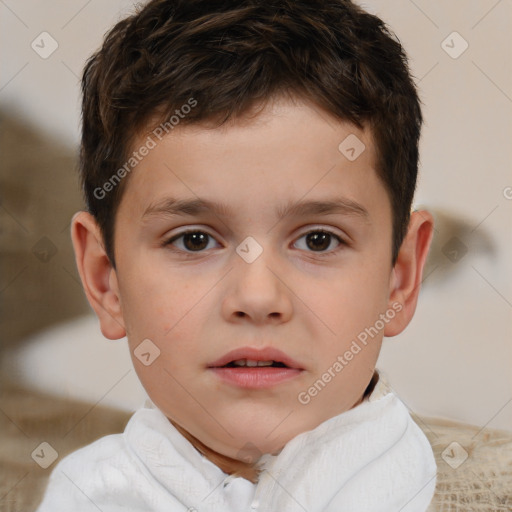 Neutral white child male with short  brown hair and brown eyes