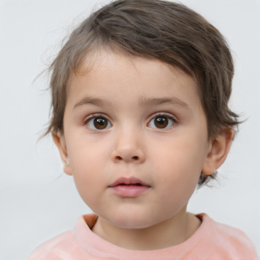 Neutral white child female with medium  brown hair and brown eyes