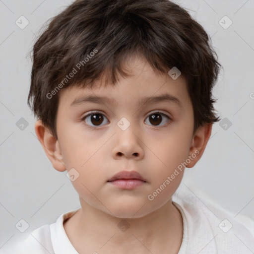 Neutral white child male with short  brown hair and brown eyes