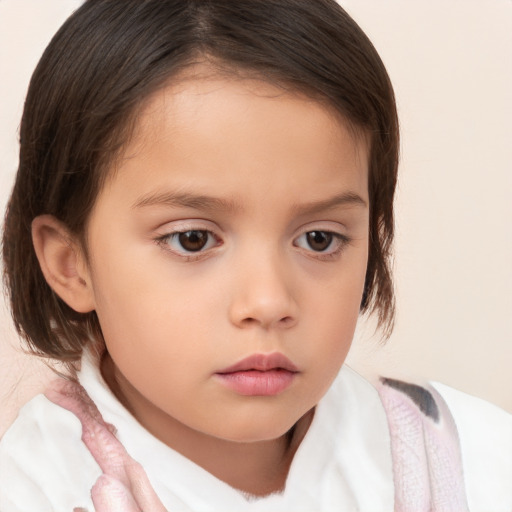 Neutral white child female with medium  brown hair and brown eyes