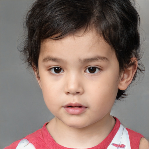 Neutral white child male with medium  brown hair and brown eyes