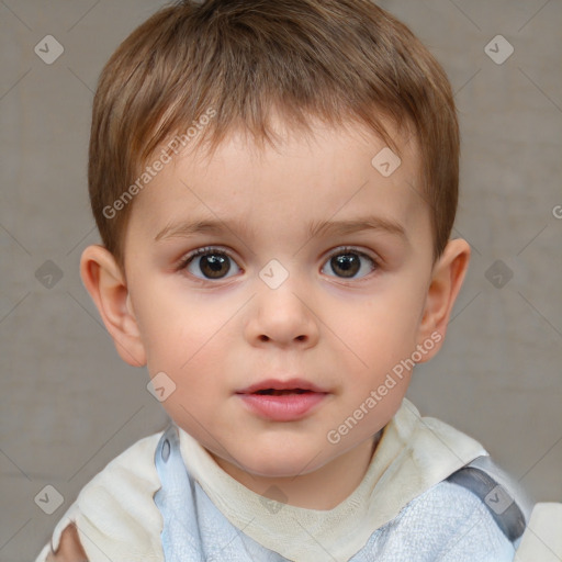 Neutral white child male with short  brown hair and brown eyes