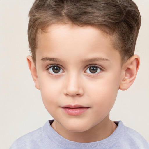 Neutral white child male with short  brown hair and brown eyes