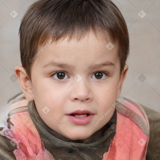 Neutral white child male with short  brown hair and brown eyes