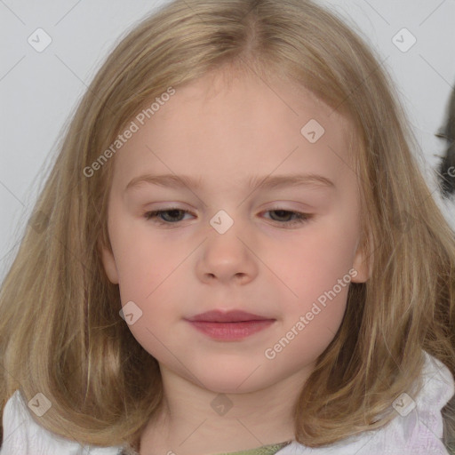 Neutral white child female with medium  brown hair and brown eyes