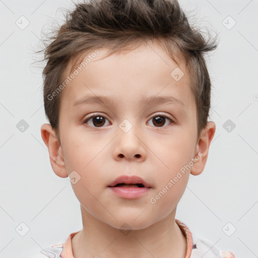 Neutral white child male with short  brown hair and brown eyes