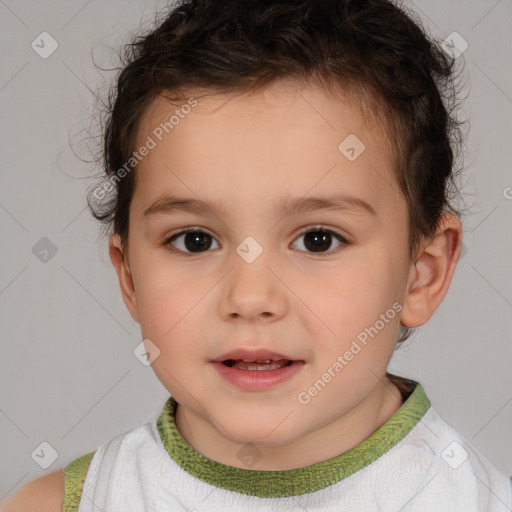 Neutral white child male with short  brown hair and brown eyes