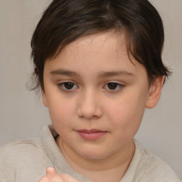 Neutral white child female with medium  brown hair and brown eyes